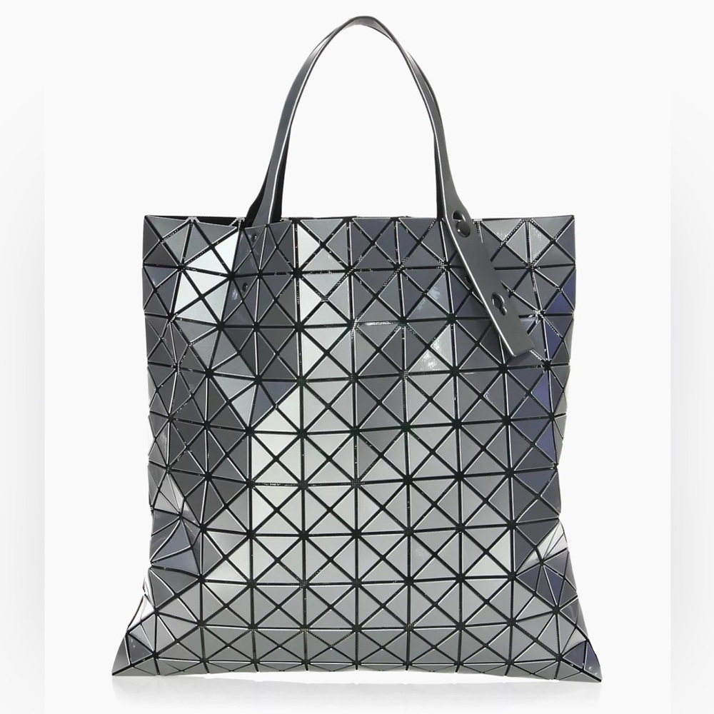[Bao Bao] Issey Miyake Metallic PVC Geometric Black Mesh Zip-Close Shoulder Tote - Picture 2 of 16